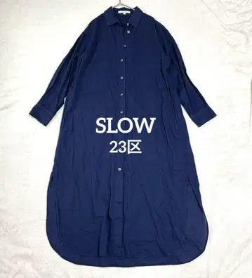 SLOW 23구 셔츠 원피스 면 사이즈 36 네이비