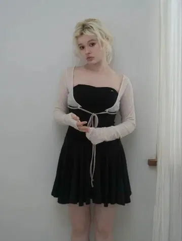 andmary Lona ribbon mini dress