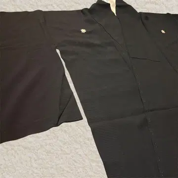 여름용 블랙 명주 상복 기모노 포멀 오츠몬 타치바나