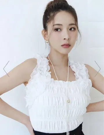 스나이델 튤 숄더 셔링 TOPS