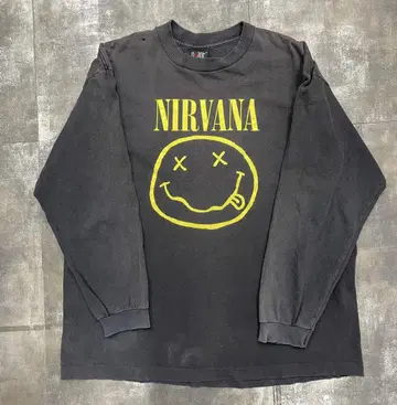 [페이드] NIRVANA 너바나 Smile 스마일 빈티지 t셔츠