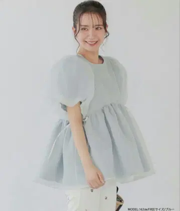 fit more 크링크 시어 오간자 페플럼 상의