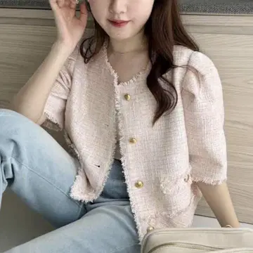 NICE CLAUP 반팔 트위드 자켓