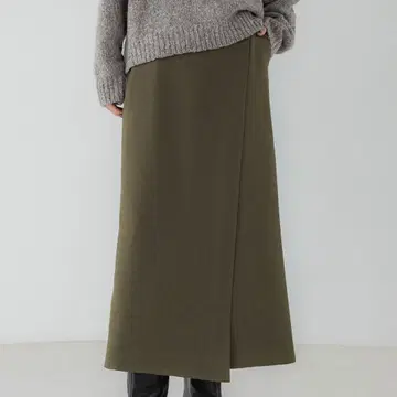 crewre 울 라이크라 랩 롱 스커트 khaki 3