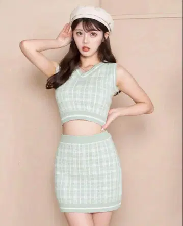 Darich DD 체크 썸머 니트 셋업 색스
