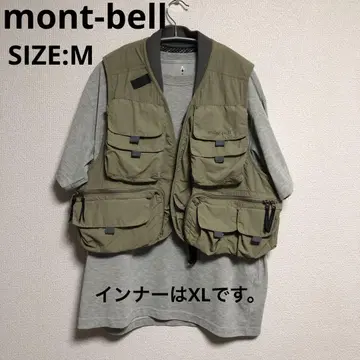 [ mont-bell/몽벨 ] 새상품급 낚시용 조끼 밀리터리 M 올리브