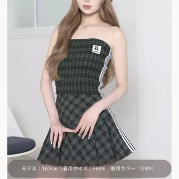 Darich 리메이크라이크 체크 베어탑 FREE SIZE