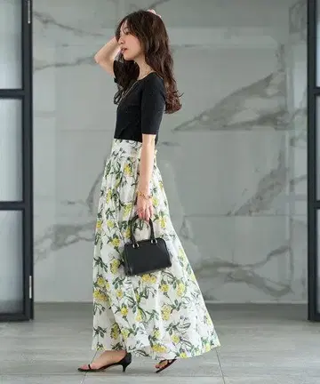 La boutique BonBon 중 꽃 프린트 개더 롱 스커트