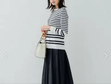 미사용에 가까운 23구 [세탁 가능] 러스터 코튼 폴리에스테르 보더 니트