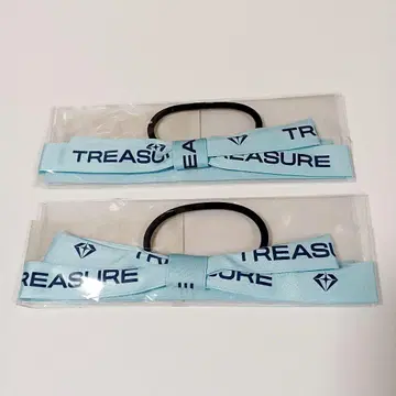 TREASURE 리본 포함 머리끈 BLUE 2개 세트