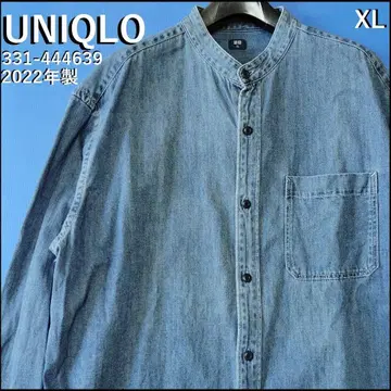 유니클로 데님 오버 사이즈 스탠드 카라 셔츠 긴팔 XL