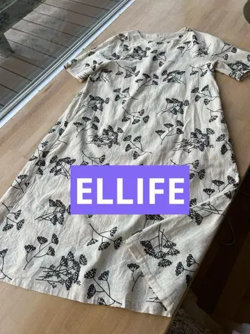 ELLIFE 린넨 블렌드 면 자수 원피스