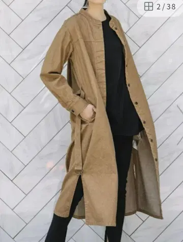새상품 뮤닉 코튼 데님 롱 셔츠 원피스 코트 카멜
