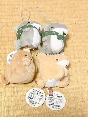 외출 아기 상어 해수욕장의 친구들 보이스 마스코트 봉제 인형 4종 세트
