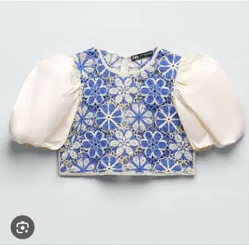 ZARA 자수 크로셰 팝 프린트 탑