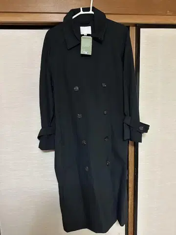 블랙 더블 브레스트 롱 코트