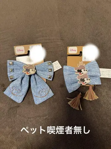 새상품 미키 데님 리본 헤어 액세서리