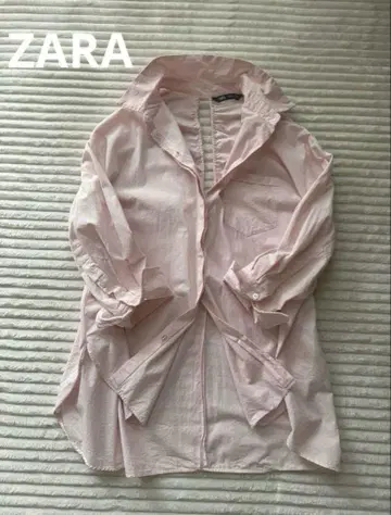 ZARA 긴팔 셔츠 백 오픈 핑크 S