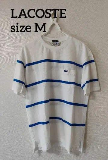 LACOSTE x SHIPS 파랑 악어 자수 보더 T셔츠 M 상당