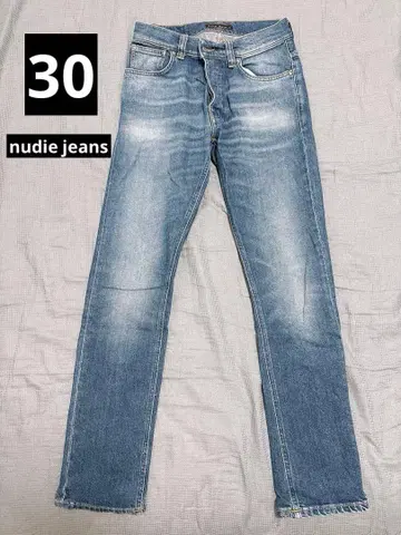 nudie jeans 라이트 블루 스트레이트 레그 청바지