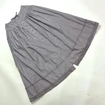 원더풀 월드 퍼플 깅엄 체크 밑단 피코 프릴 스커트