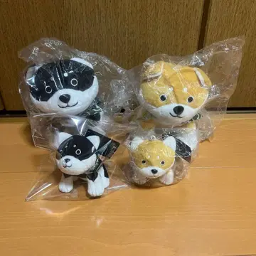 완코도 블랙 퍼플 마크 시바견 & 블랙 시바견 봉제 인형 4개 묶음 판매