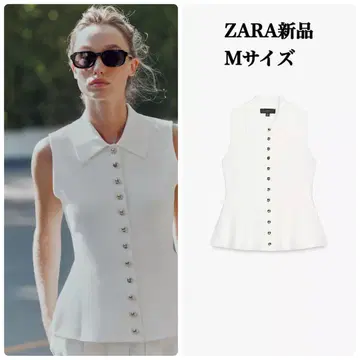 완판템 ZARA 페플럼 니트 베스트 M 택 포함 새상품