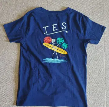 TES 네이비 T셔츠 서핑보드 자수