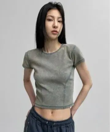 BLACKUP 핏 반팔 T셔츠 블루