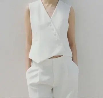 ZARA 비대칭 베스트 화이트 S