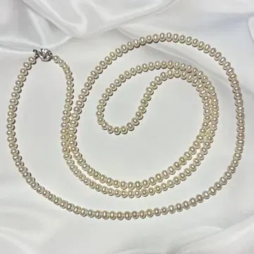 담수 진주 5.5~6.0mm 화이트 롱 목걸이 120cm 담수 펄