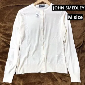 JOHN SMEDLEY 울 크루넥 가디건 영국제 화이트