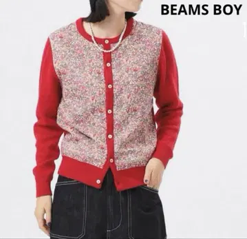빔즈 보이 BEAMS BOY 리버티 패치 가디건 울 꽃무늬