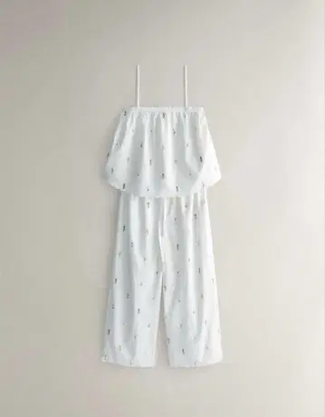 새상품 ZARA HOME 꽃무늬 자수 상의 팬츠 세트 룸웨어 자라