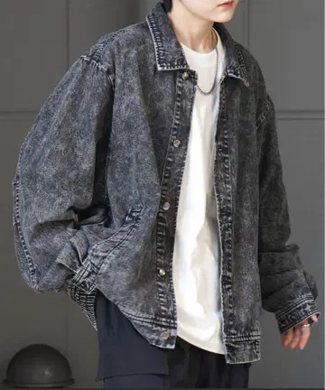 다크 그레이 오버 사이즈 데님 자켓 M 사이즈