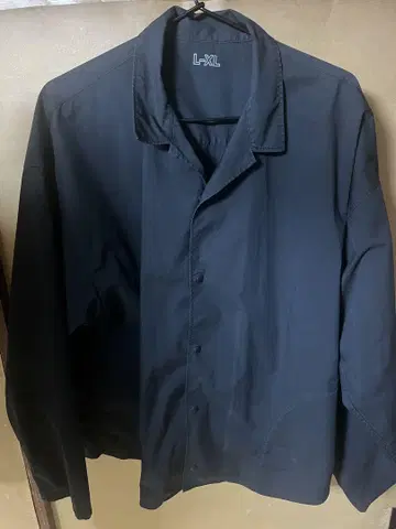 무인양품 스트레치 고밀도 직조 오픈 카라 셔츠 L~XL~블랙