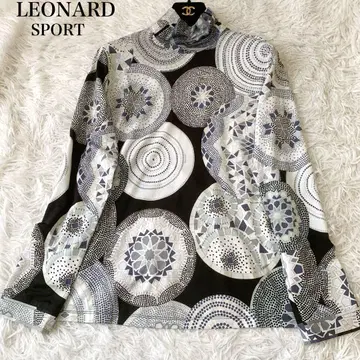 LEONARD SPORT 화려한 무늬 하이넥 티셔츠 스트레치 40 사이즈