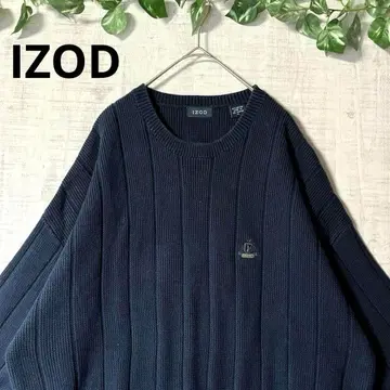 IZOD 아이조드 스웨터 면 100% 긴팔 로고 자수 네이비 XL