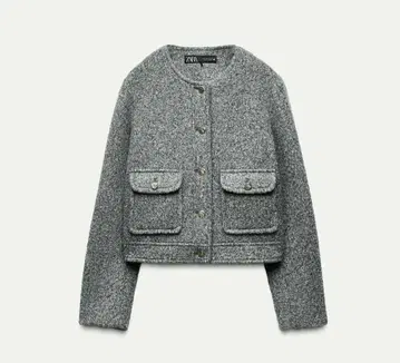 ZARA 정품 [ 인기 ] 그레이 부클레 노카라 자켓 S 사이즈