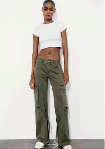 ZARA TRF 카고 미드라이즈 데님 팬츠 36 미사용 새상품
