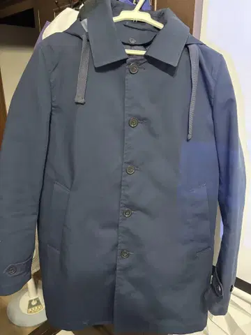 RAGEBLUE 네이비 후드 부착 스텐카라 코트
