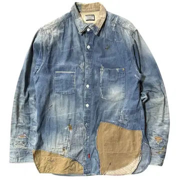 희귀 ANACHRONORM 하드 데미지 가공 8oz 데님 셔츠 사이즈 1