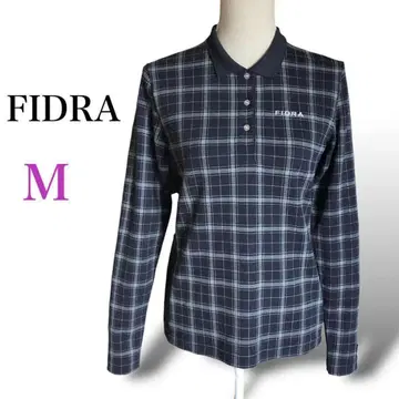 FIDRA 피드라 체크 무늬 긴팔 피케 셔츠 네이비 골프웨어 M