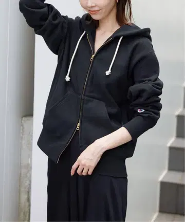 Champion/챔피온 SLOBE 별주 더블 지퍼 후드티 블랙