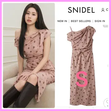 완판 색상 신상 새상품 SNIDEL 플라워 프린트 드레이프 원피스