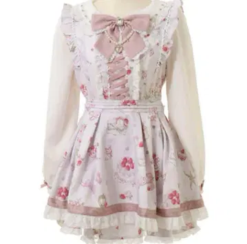 LIZ LISA Salon de Fraise 패턴 셋업 핑크