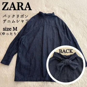 ZARA 데님 셔츠 백리본 루즈핏 M