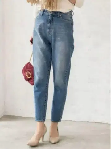 [COHINA] 하이웨스트 데님 테이퍼드 팬츠