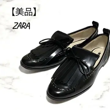 [ 새상품급 ] ZARA 자라 로퍼 프린지 블랙 펄 25 24 24.5