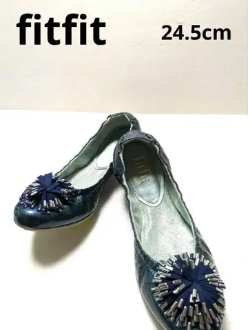 fitfit 스트레치 가죽 프린지 밸리 슈즈 블루 24.5cm